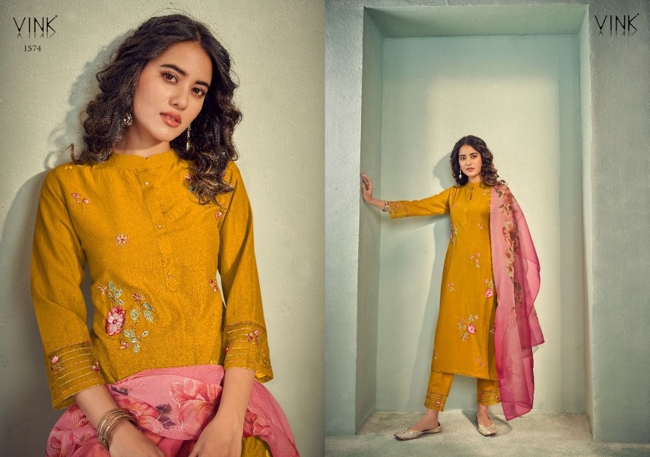Vink Glamour 3 Fancy Printed Ethnic Wear Silk Ready Made Suit Collection